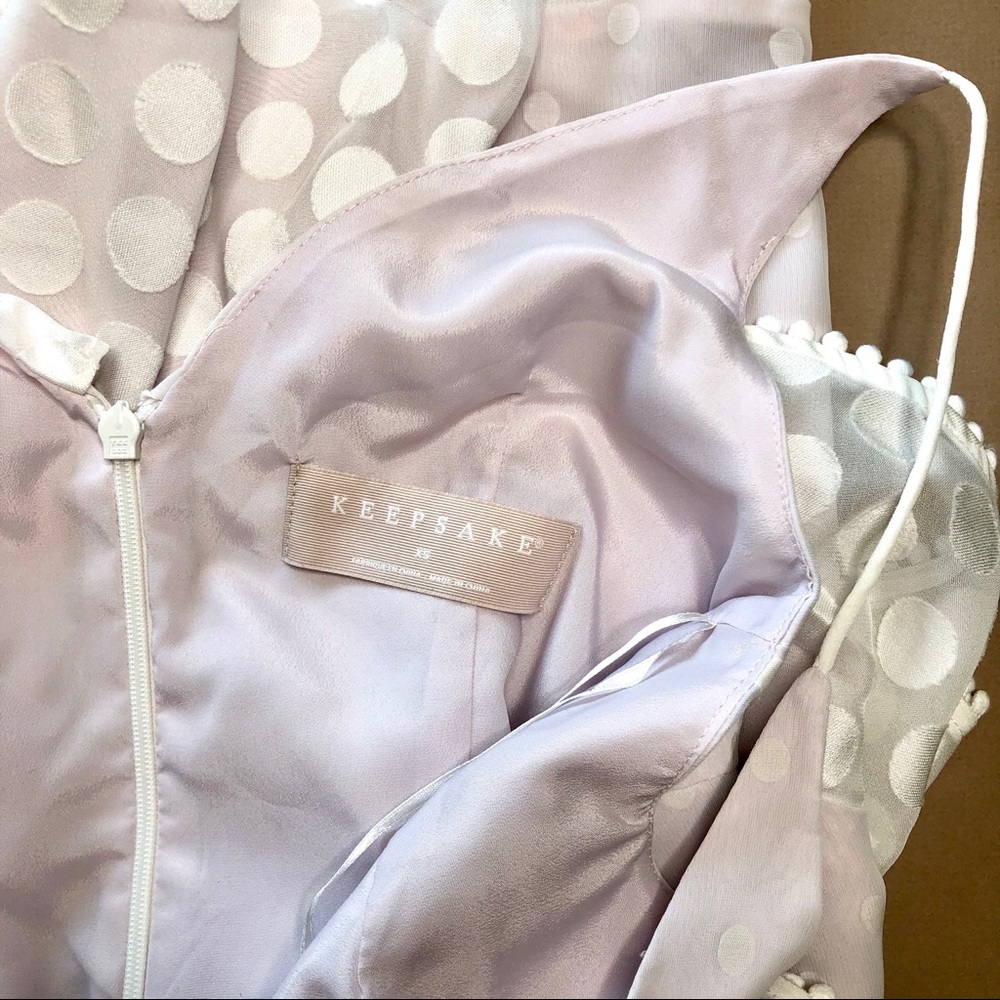 Keepsake See You Now Ivory Polka Dot Asymmetrical Ruffle Dress XS - Picture 9 of 16
